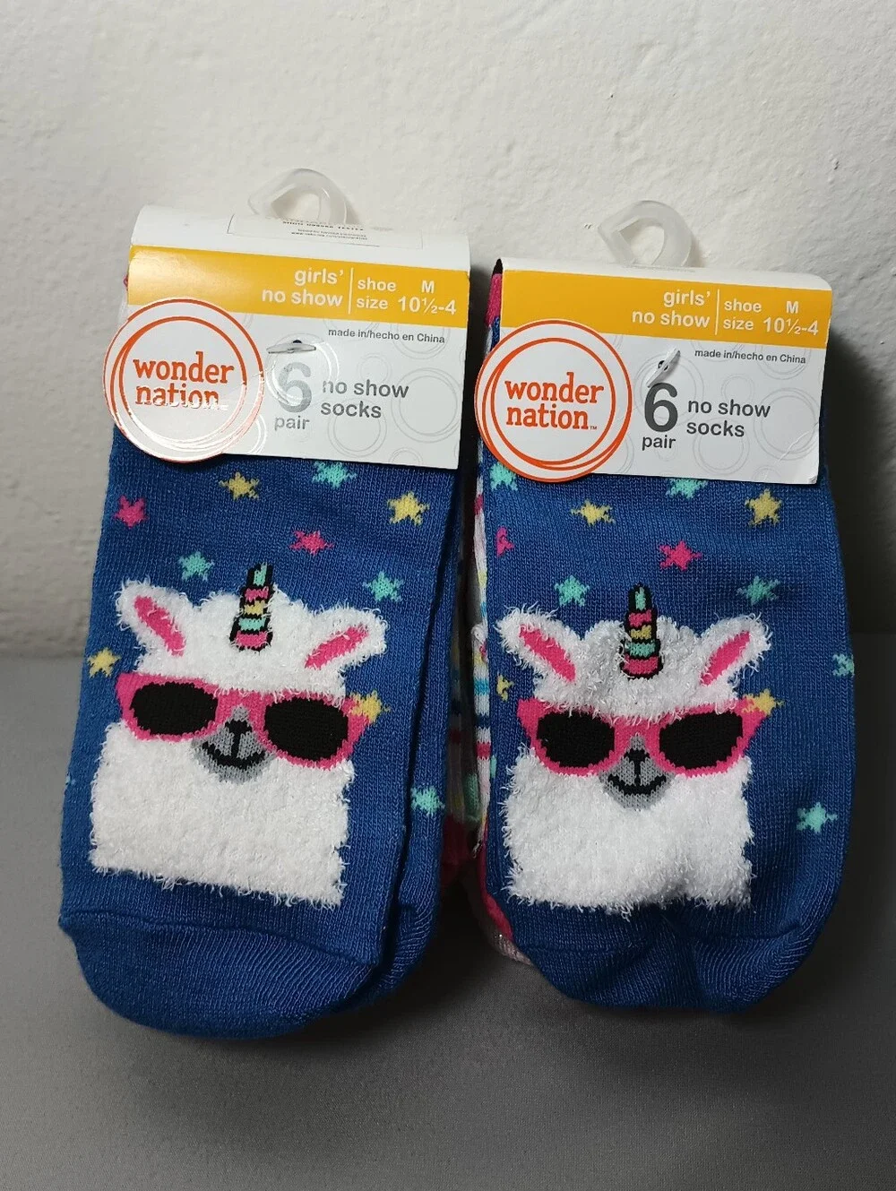 Wonder Nation Girls' No Show Magical Llama Socks (2)